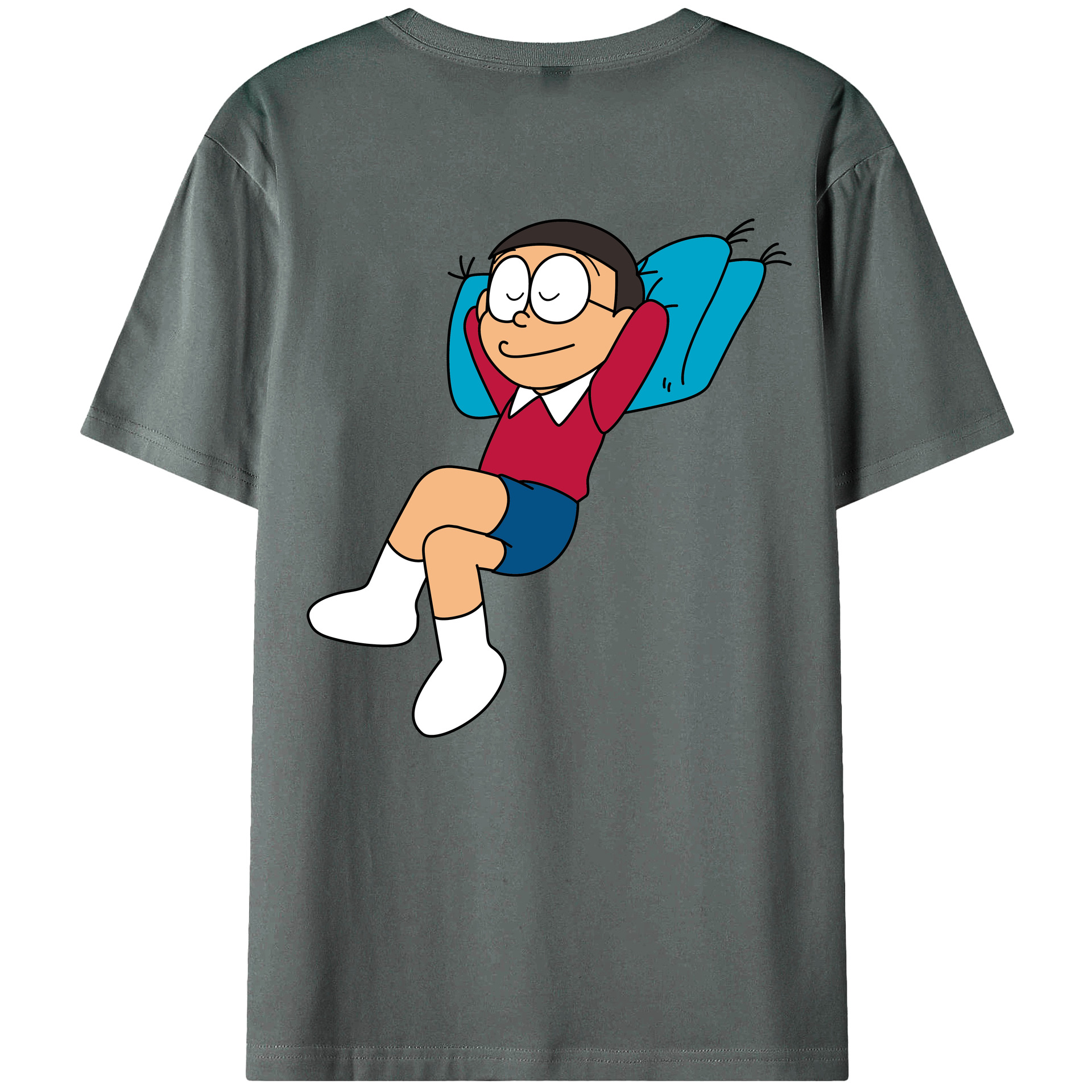 （画像用） ドラえもん 野比 のび太 Doraemon Nobita Nobi 綿100％ メンズ半袖Tシャツ（バックプリント） 通気性